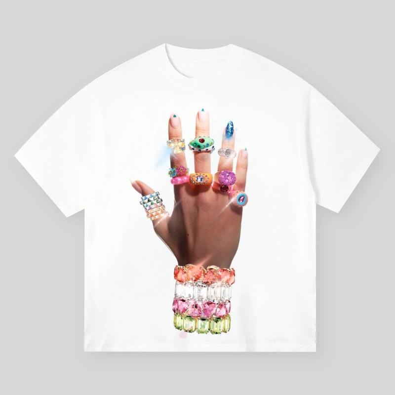 BOUNCE BACK Colorful Art Bracelet and Ring T-shirt, Vintae Y2k Graphic Tee, Y2k Clothing, Unisex Casual Crewneck Cotton Short Sleeve Top Womenswear Streetwear Tshirt graphic tees Tropical