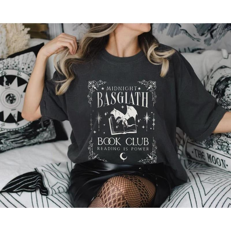 Basgiath Book Club Fourth Wing Comfort Colors Merch, Onyx Storm T-shirt, Book Reader Fantasty Romantasy Unisex Tee Shirt, Reading Fabric Fitted