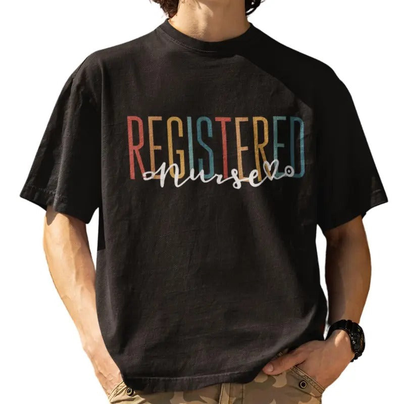 Boho Retro Vintage Registered Nurse Stethoscope Nursing T-Shirt