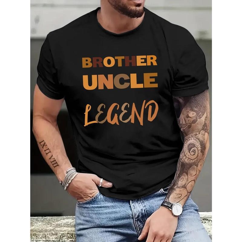 [Brother Uncle Dad Print Tee] Brother Uncle Dad Print Men's Round Crew Neck T-Shirt