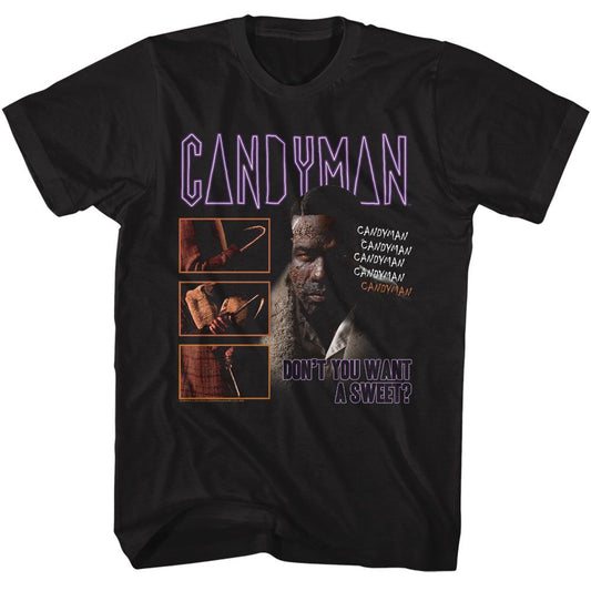 Candyman - Neon Logo - American Classics - Solid Black Adult Short Sleeve T-Shirt