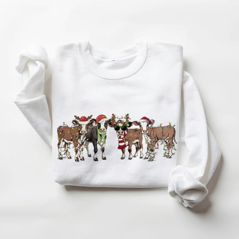 Christmas Cows Santas Cow Lover Christmas Sweatshirt Matching Christmas Holiday Season Christmas Lover Mom
