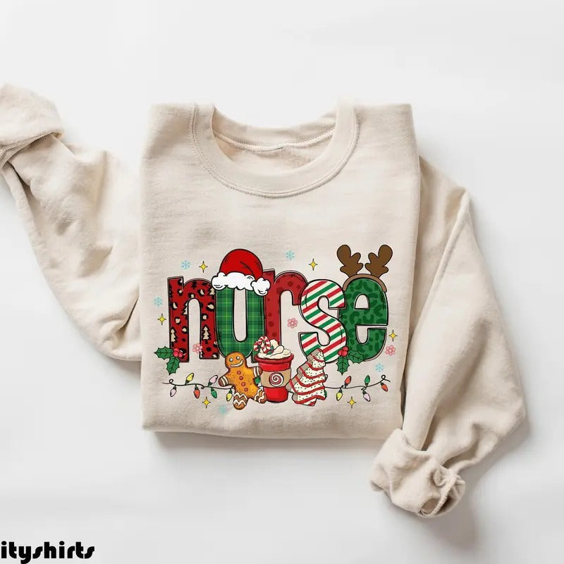 Christmas Nursing Sweatshirt, Nursing School T Shirt,Nurse Christmas shirt, Christmas Shirt, 2024 Christmas,Nurse Shirt,Nurse Gift for Woman