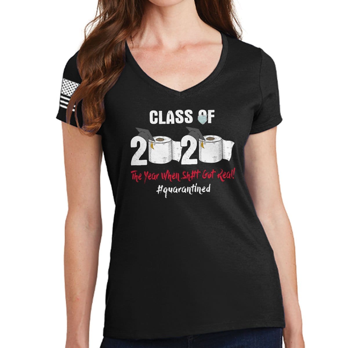 Class of 2020 Quarantine Ladies V-Neck T-shirt Style001