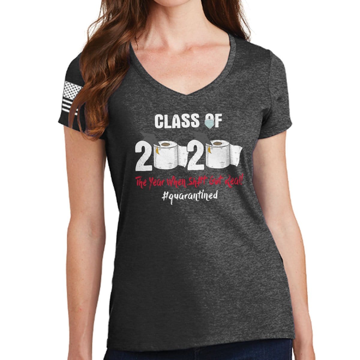 Class of 2020 Quarantine Ladies V-Neck T-shirt Style001
