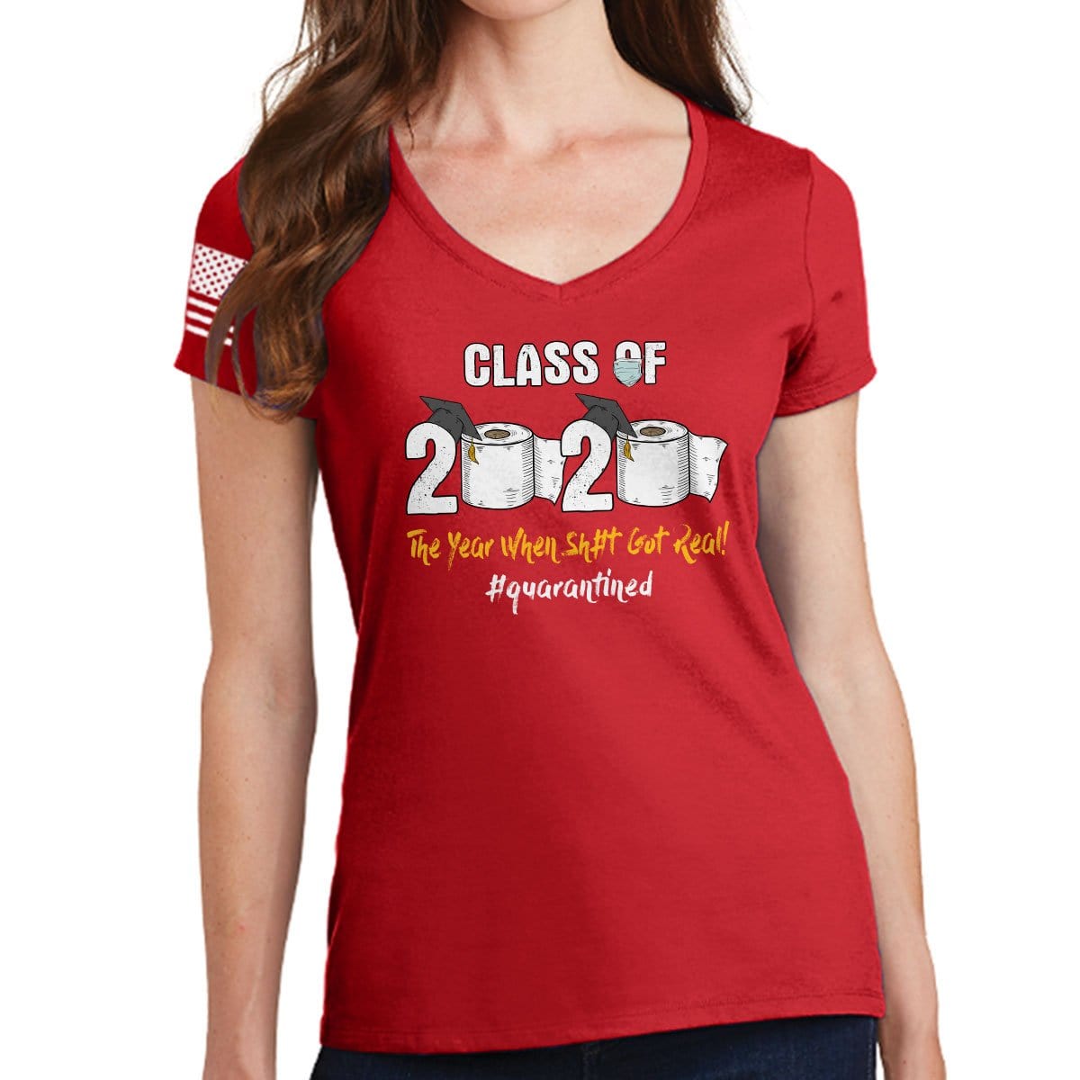 Class of 2020 Quarantine Ladies V-Neck T-shirt Style001