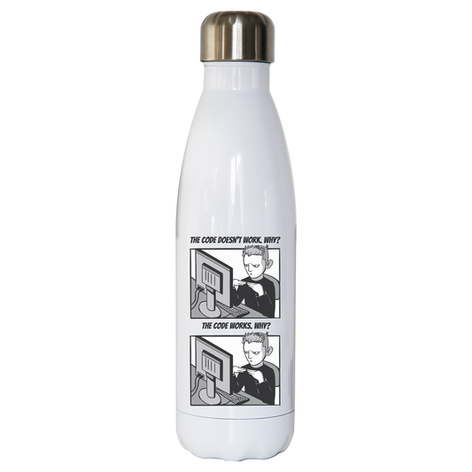 Coding meme water bottle stainless steel reusable