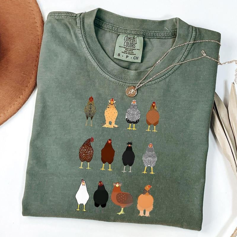 Comfort Colors Cute Chicken Breeds Shirt For Farmer, Funny Chicken Shirt, Chicken Mom Tee, Farm Girl Shirt, Farm Family Tee, Farmer Dad Tee