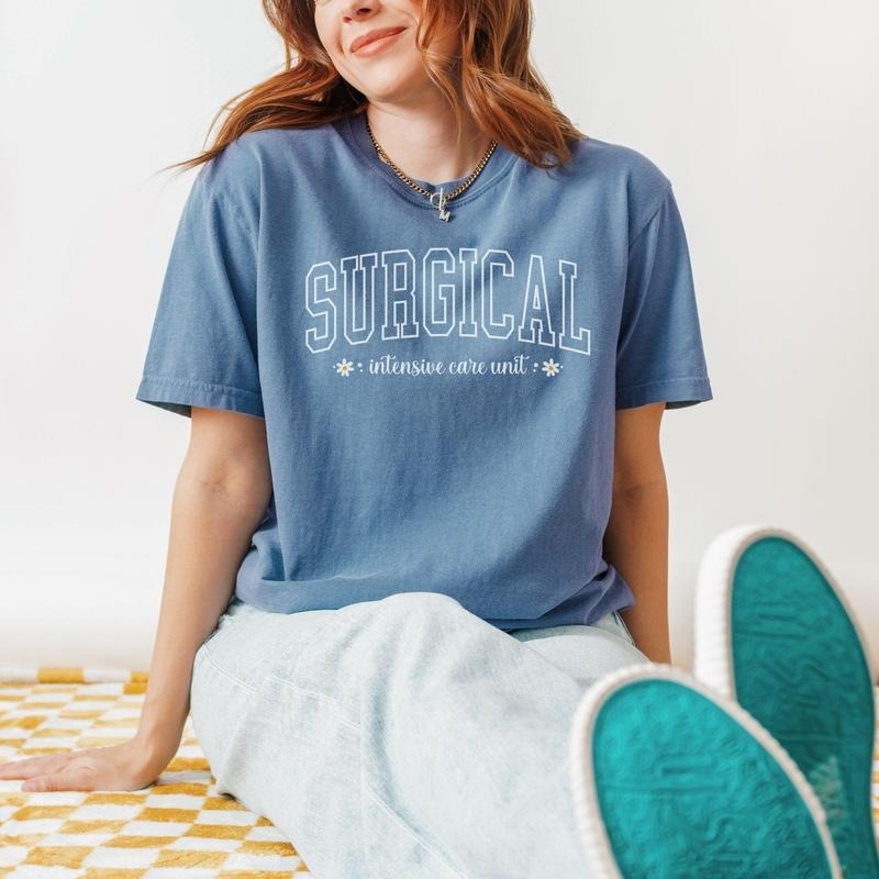 Comfort Colors SICU Shirt, Athletic Style Surgical ICU Nurse T-shirt, Surgical Intensive Care Unit Tee Collar Cotton Fabric Top