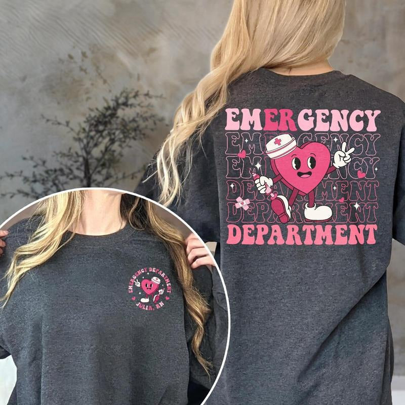 Custom Emergency Department Valentine Shirt, Valentine Er Nurse Gift, Valentine Gift For Nurse, Emergency Nurse, Registered Nurse Tshirt