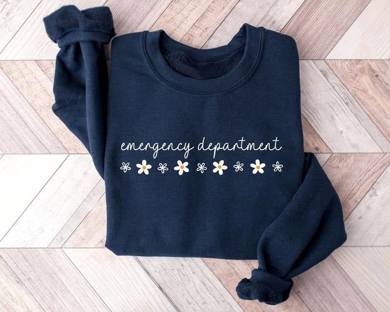 Daisy Emergency Department Sweatshirt, Daisy ER Nurse Shirt, Minimal Emergency Tech Crewneck Gift for ED Nurse Emergency RN Crewneck, ER Dept Nursing Sweater