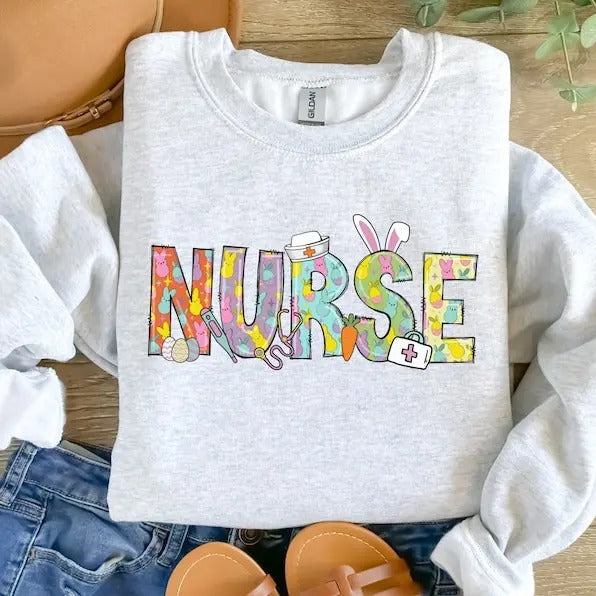 Easter Nurse Sweatshirt, Registered Nurse Easter, RN Easter Gifts, Bunny Nurse Shirt, Nursing Easter, Nurse Gift, Gift For Nurse Graduation