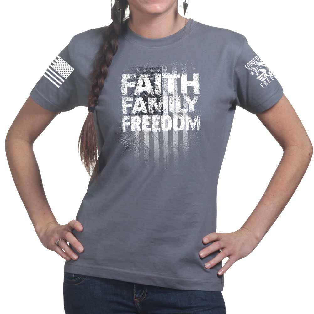 Ladies Faith Family Freedom T-shirt Style001
