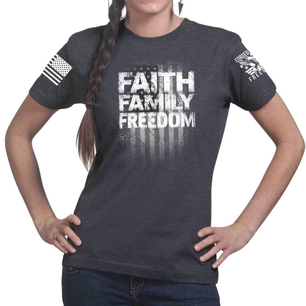 Ladies Faith Family Freedom T-shirt Style001