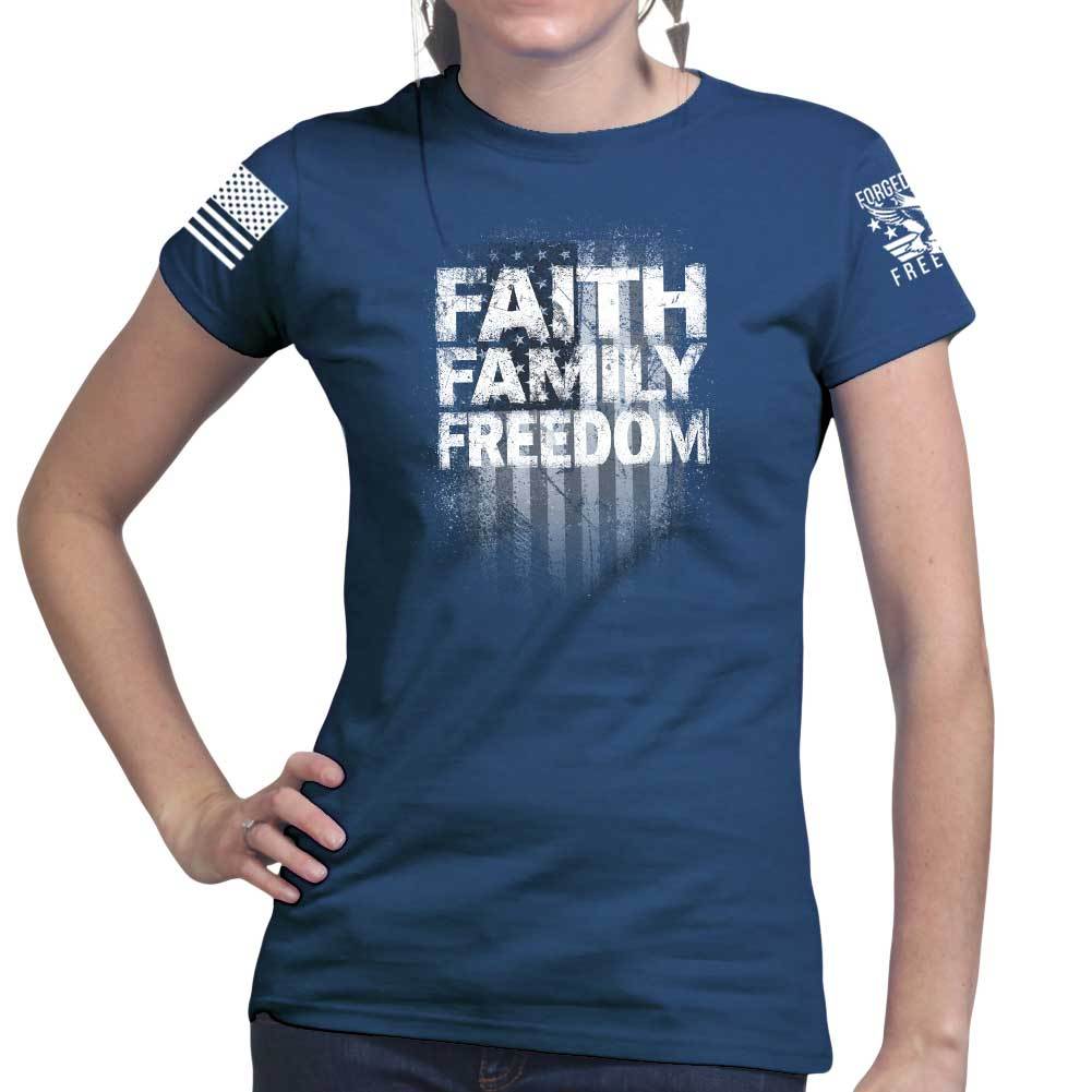 Ladies Faith Family Freedom T-shirt Style001