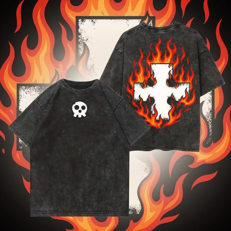 Fire Force Anime Tshirt | Oversized Stone-Washed Style Tee | Anime Graphic Tshirt | Anime Gymwear & Streetwear | Manga Apparel | Japan Tee