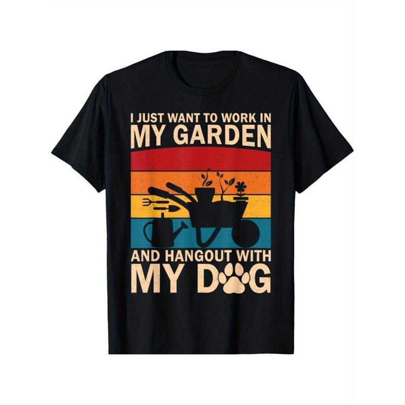 Funny Gardener & Dog Lover T-Shirt - Cotton, Casual Fit for All Seasons, Machine Washable Made in USA