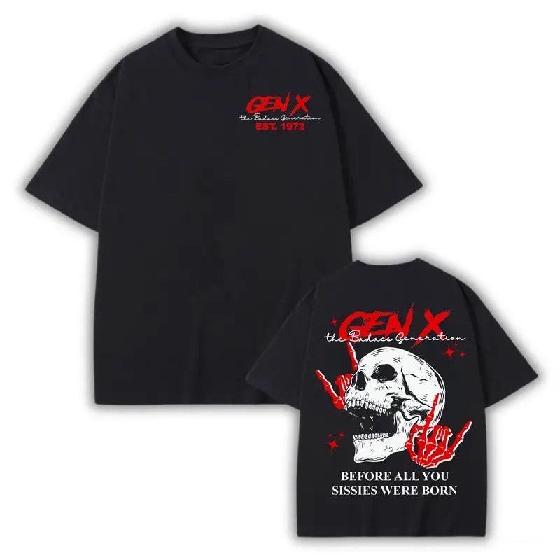 Generation X Custom Year Badass Generation Red VersionT-shirt, Custom Year Of Birth Generation X T Shirt - 100% Cotton Top Unisex Comfort Womenswear