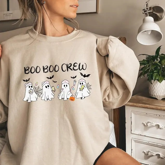 Ghost Nurses Halloween Sweatshirt,Nursing Student Sweatshirt,Spooky Season Sweatshirt,Boo Boo Crew,Halloween Nurse Tee,Halloween Gift