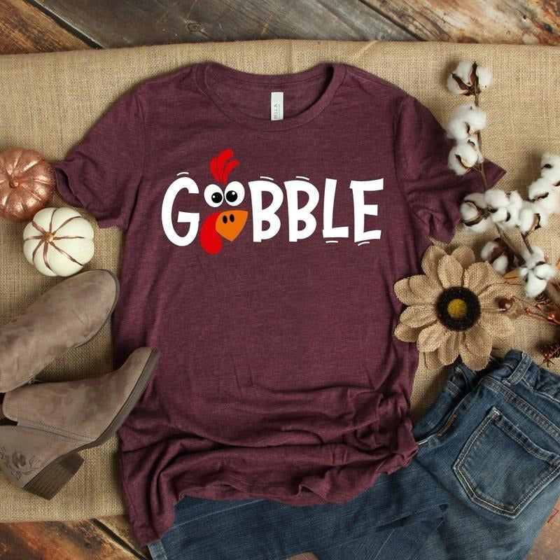 Gobble Gobble Thanksgiving Shirt Womens Family Thanksgiving Shirts Funny Thanksgiving 2024 Shirt Unisex