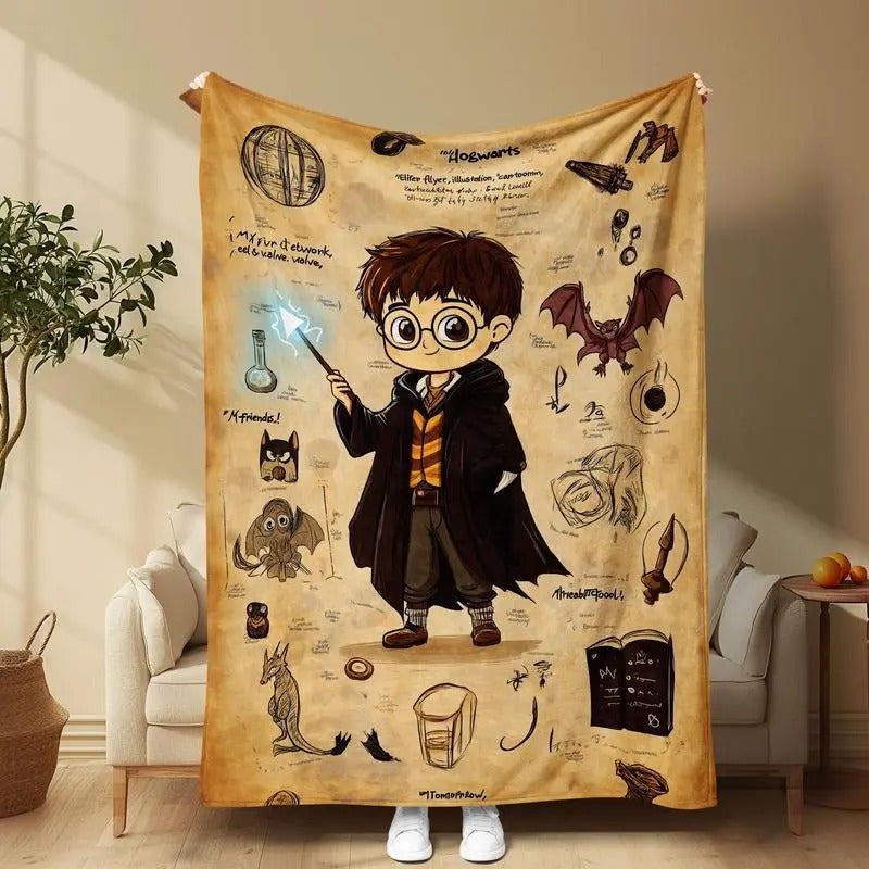 Harry P Themed Pattern Blanket, 1 Count Soft Warm Throw Blanket, Air-conditioned Room Warm Nap Blanket for Home Office Travel