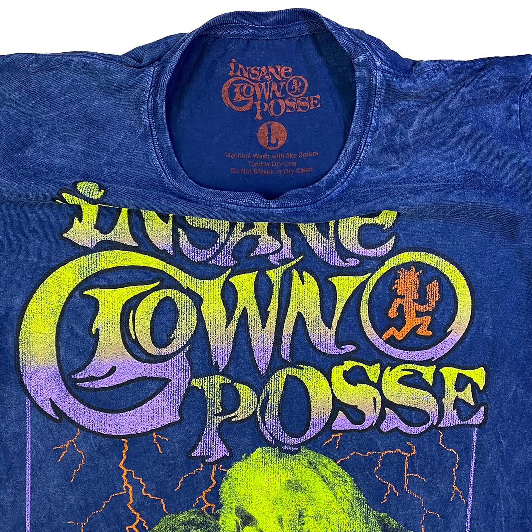 "Lightning Tongue" Womens Long Sleeve T-Shirt In Mineral Wash Blue