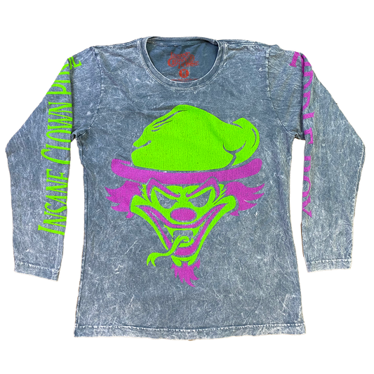 "Riddle Box Vintage" Womens Long Sleeve T-Shirt In Mineral Wash Grey