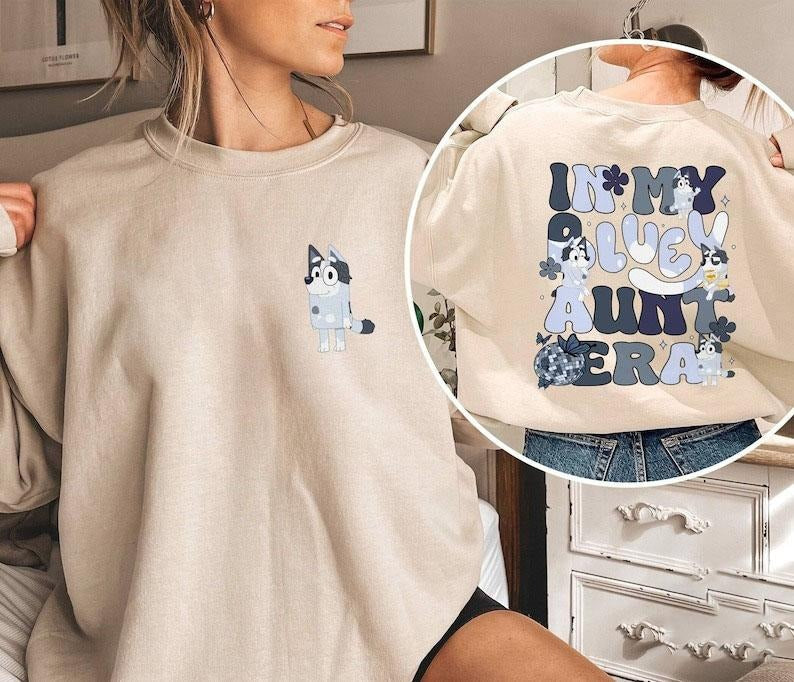 In My Bluey Aunt Era Shirt | Bluey Mom Chilli Heeler Shirt | Bluey Aunt Gift | Bluey Auntie Shirt | In My Aunt Era | Aunt Trixie Shirt Bluey Character Sweatshirt| Bluey Family Tee| Bluey Friends Shirt | Bluey Tee| Bluey Shir | Bluey Dad Shirt