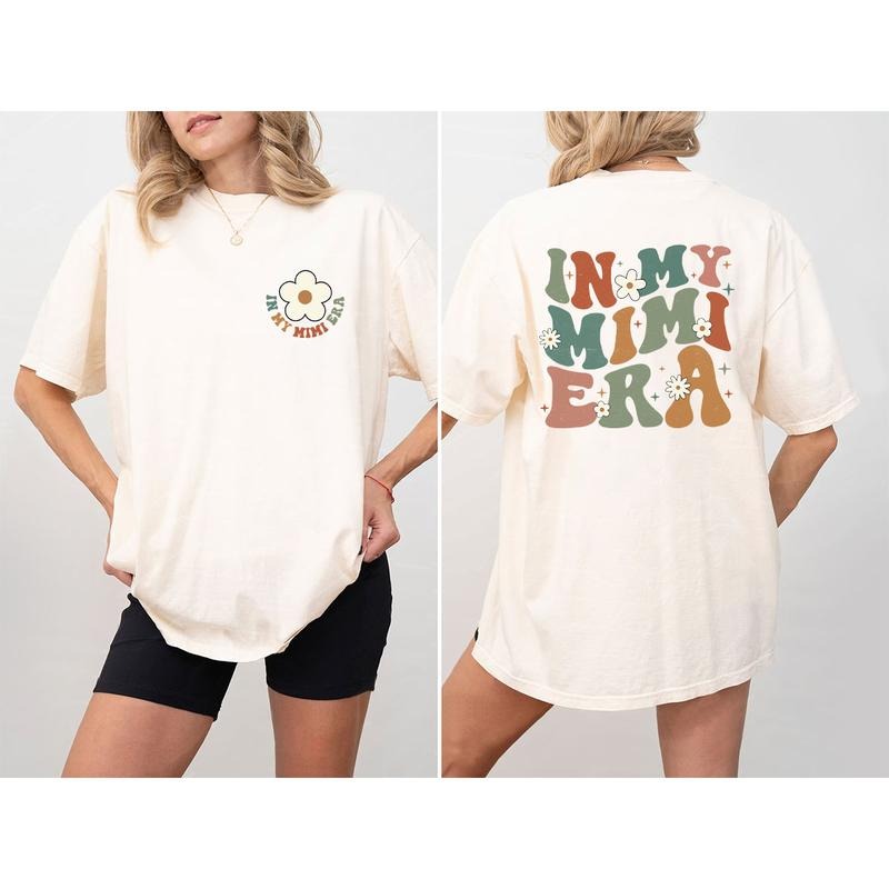 In My Mimi Era Shirt, Gift For Grammy, Family Shirt, Comfort Color Shirt For Mom, Mother's Day Shirts, Shirt For Mimi, Retro Shirt For Mom, Mother's Day Gifts, Cute Gift, Shirt For Women, Gift For New Grandma, Women Tops Comfortable Floral Breathable