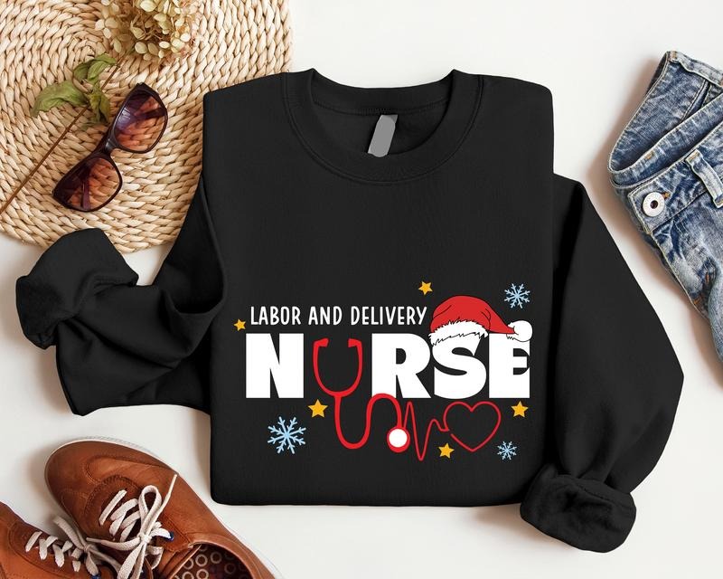 Labor And Delivery Nurse Christmas Sweatshirt, Christmas L&D Crew Sweater, Winter Holiday Nurse Gift Hoodie, Matching Hospital Christmas Party Outfit.
