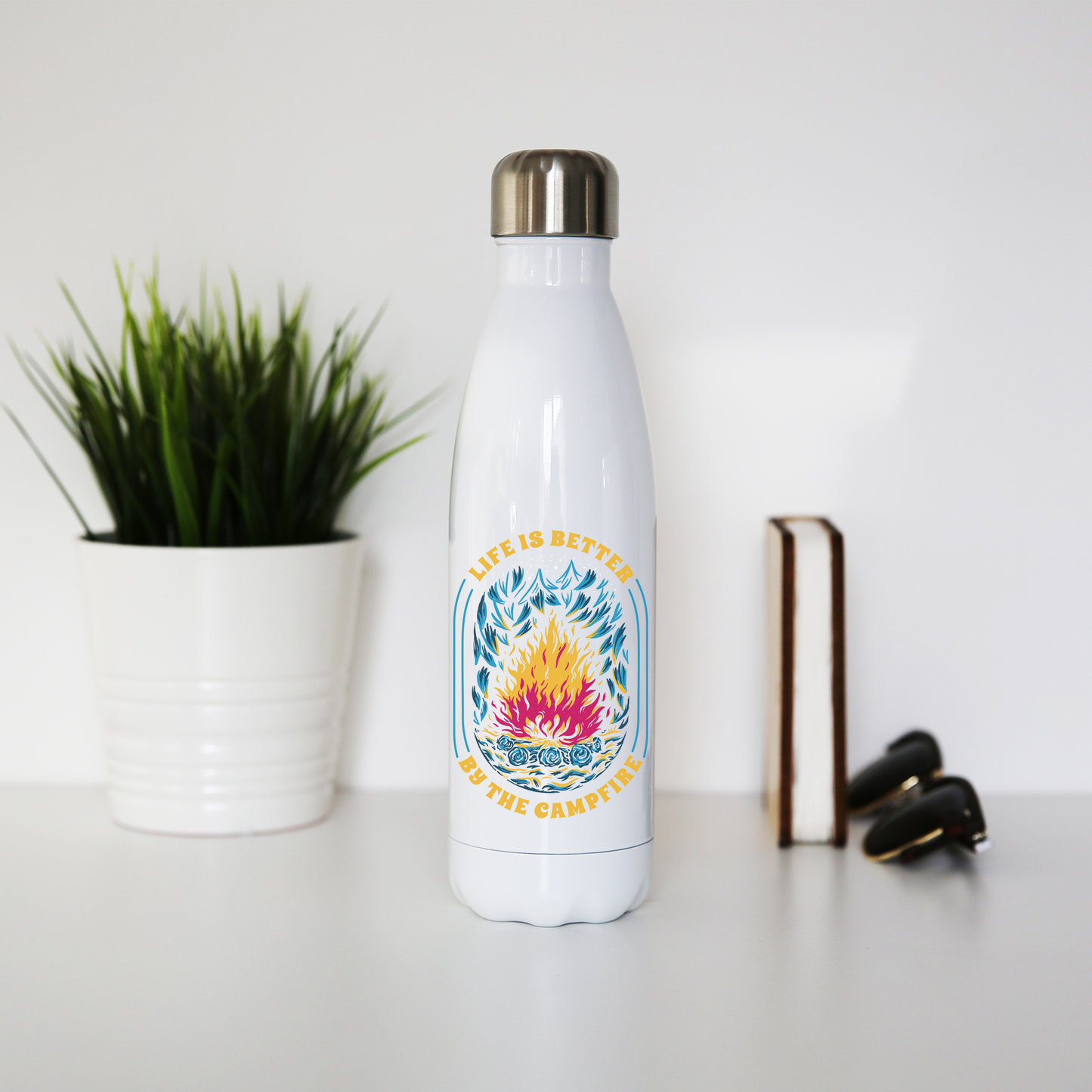 Life is better campfire water bottle stainless steel reusable