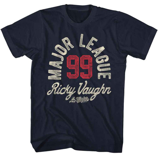 Major League - Vaughn 99 - American Classics - Solid Blue Adult Short Sleeve T-Shirt