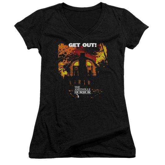 Amityville Horror Get Out - Juniors V-Neck T-Shirt