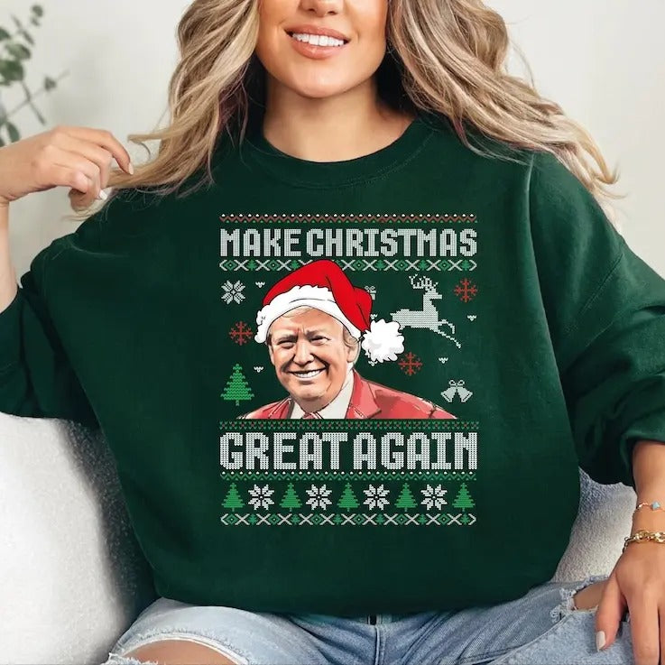 Make Christmas Great Again Sweatshirt, Christmas Donald Trump Hoodie, Family Christmas Gift, Christmas Republican Sweater P-616