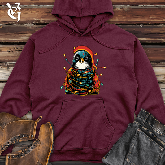 Vintage Festive Penguin Midweight Hooded Sweatshirt