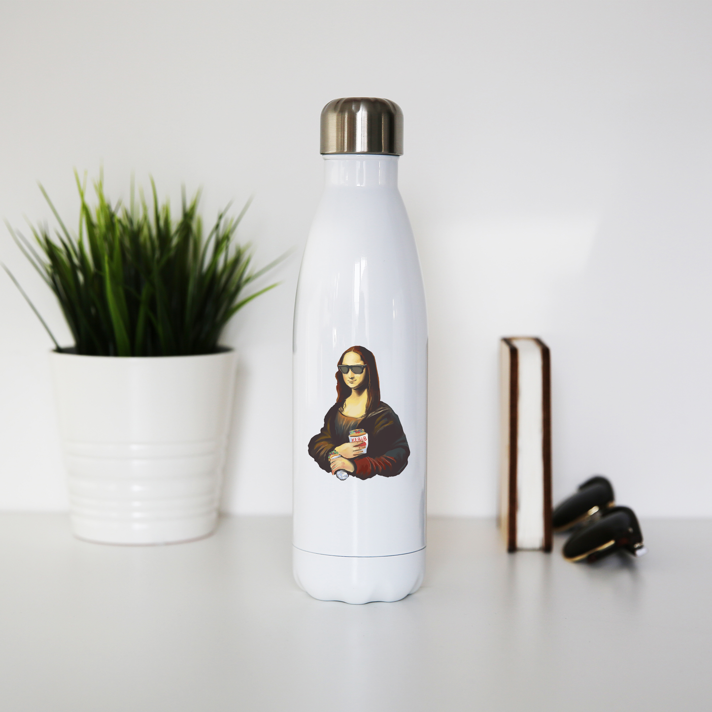 Mona Lisa kebab food painting water bottle stainless steel reusable