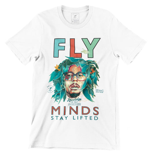 "Fly Mindz Retro White" Limited Edition Uni-Sex Tee