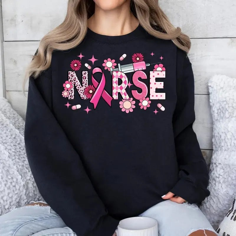 Nurse Breast Cancer  sublimation Sweatshirt , Breast Cancer Awareness , Cancer Awareness , Cancer, Sweatshirt Women, Womenswear, Underwear