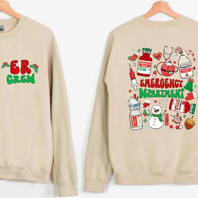 Nurse Christmas T-Shirt, Emergency Department Shirt, ER Crew Sweatshirt, Emergency Department Christmas Shirt, Xmas Nurse Shirt, Gift For Her, Gift For Him