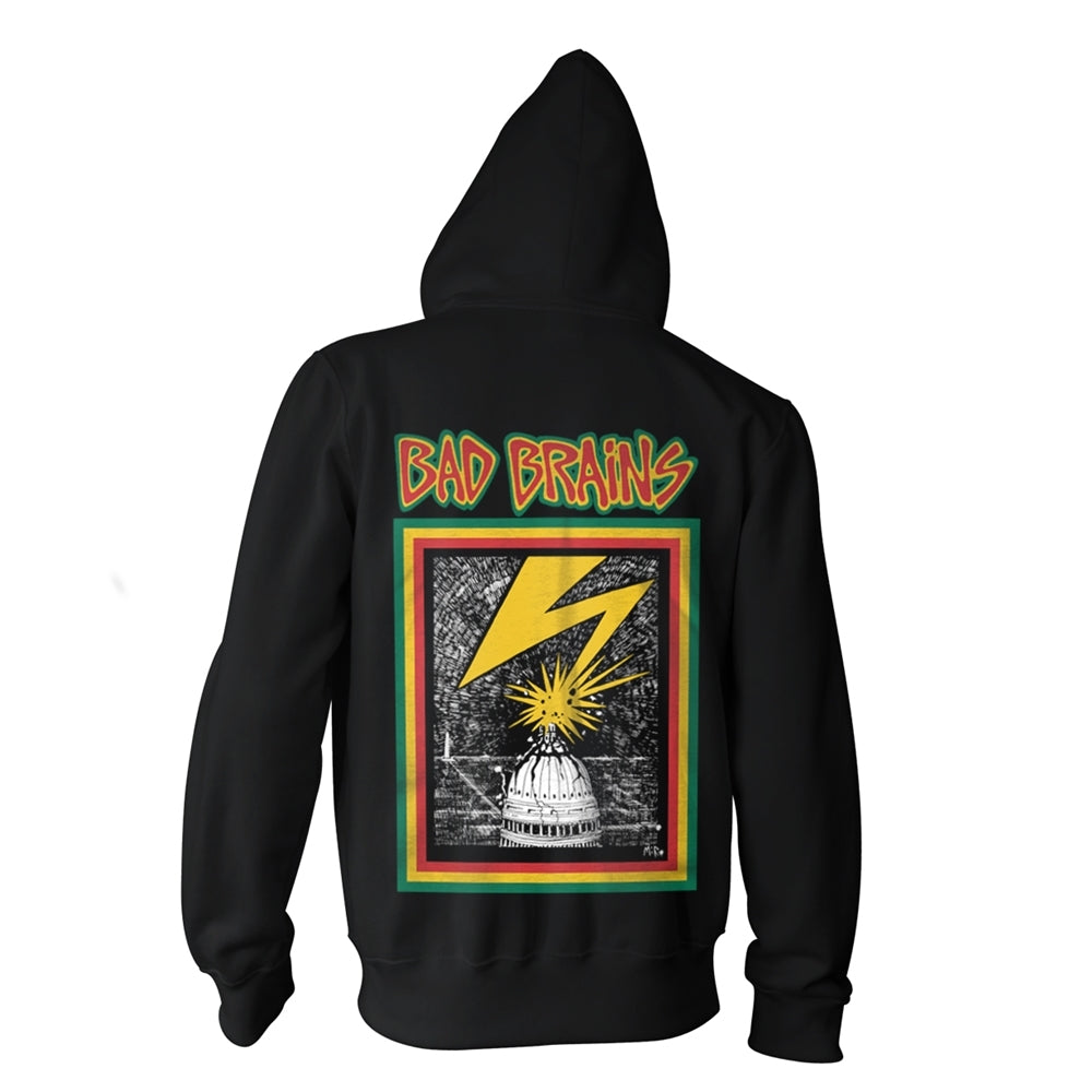 Bad Brains Unisex Zipped Hoodie: Bad Brains (back print)