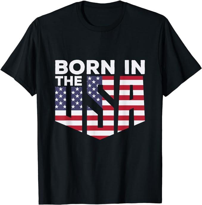 Patriotic Shirts For Men, Born In The USA T-Shirt Menswear Top Casual Cotton Fashion Basic