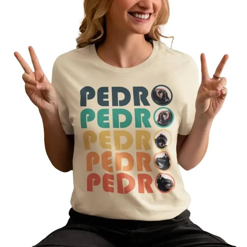 Pedro Pedro Pedro Retro Colorful T-Shirt, TikTok Viral Tee, Unisex Fashionable Meme Apparel, Gift for him, Gift for her Top Womenswear Underwear Lady