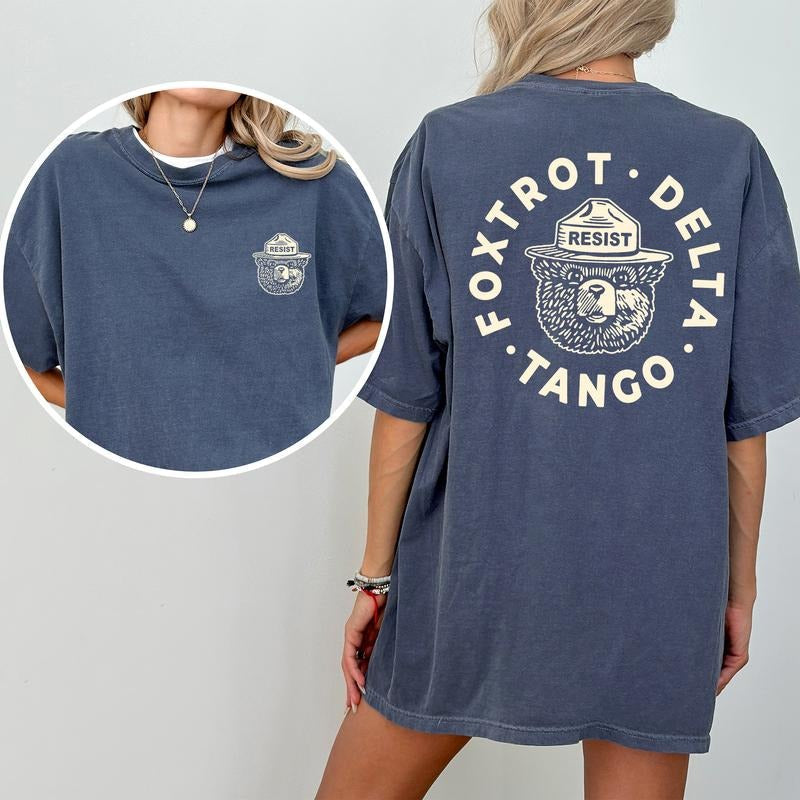 Resist Comfort Colors Shirt, Subtle Foxtrot Delta Tango Graphic Tee, Subtle FDT T-shirt, Protect National Parks Clothing,...