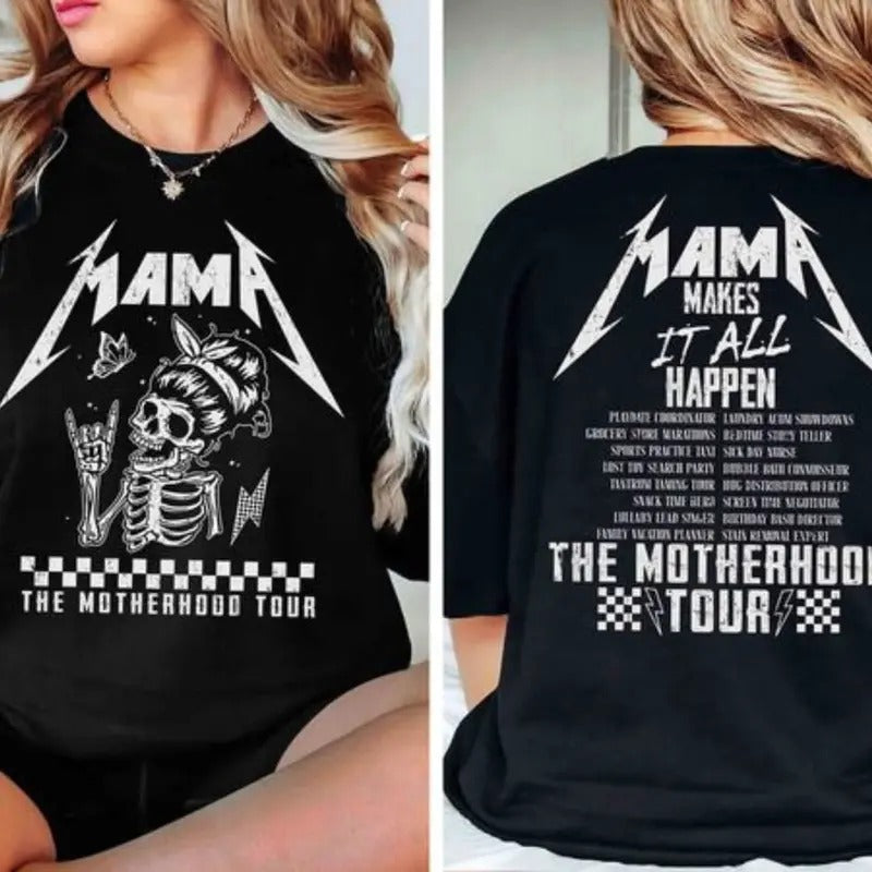 Rock Mama Motherhood Tour 2 Sided Shirt, Mama Sweatshirt, Motherhood Shirt, Mother's Day Shirt