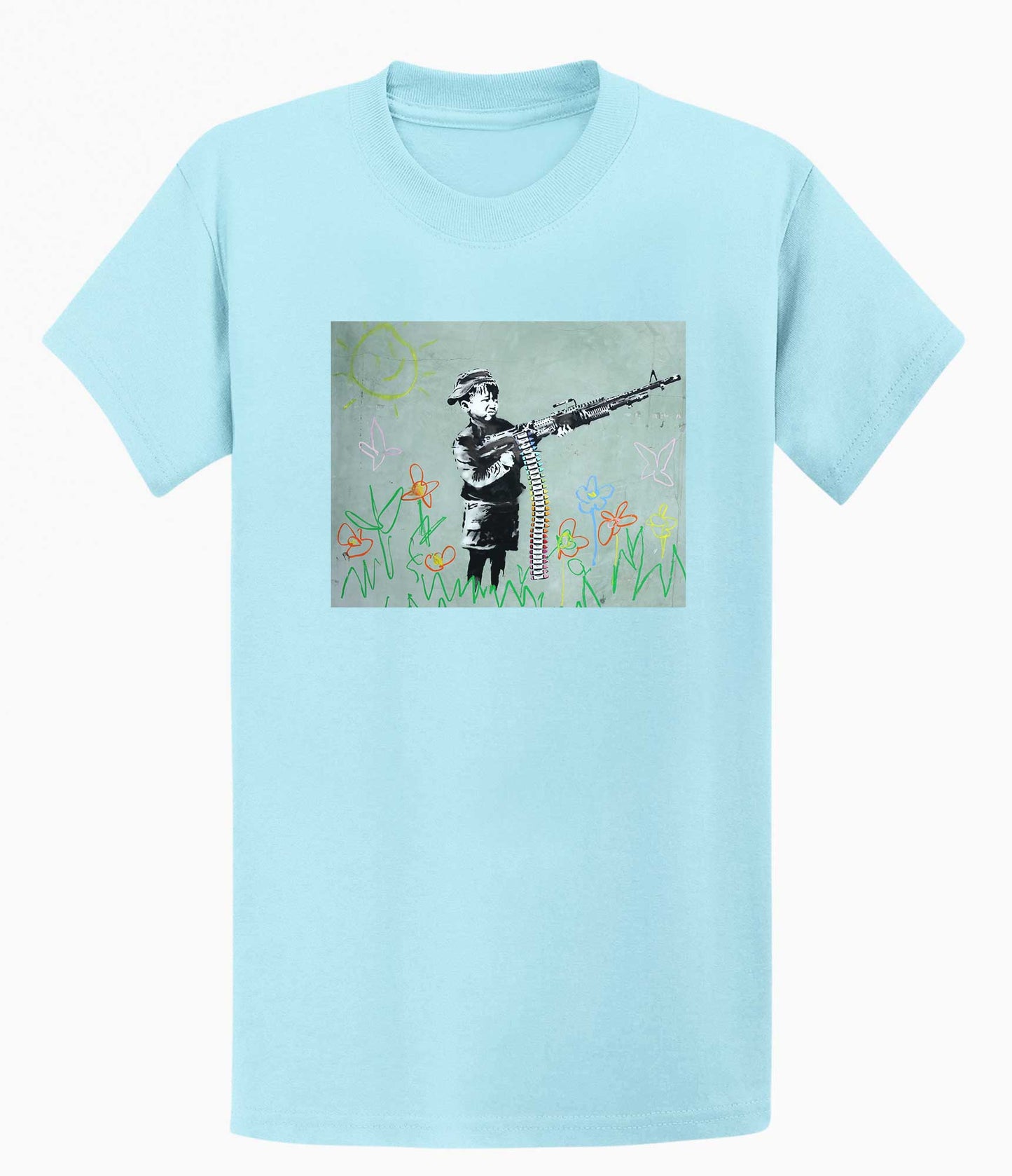 Banksy Unisex T-Shirt - Banksy Boy With machine gun