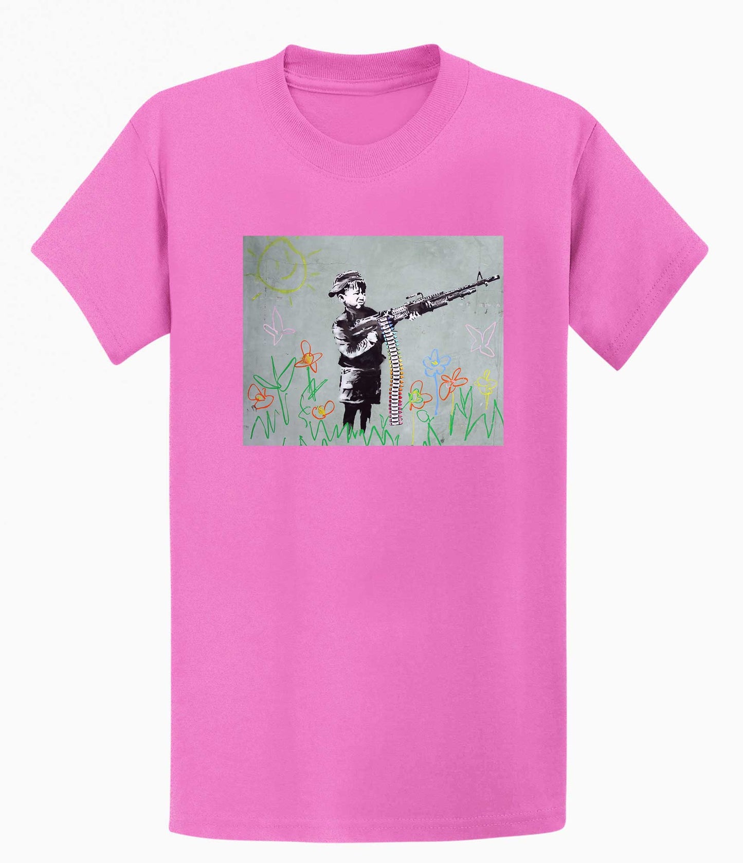 Banksy Unisex T-Shirt - Banksy Boy With machine gun