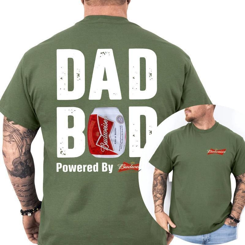 [Sale Up To 60%] Budweiser Dad Bod Powered By Budweiser Unisex T Shirt Classic Fit Soft Cotton Fun Beer Lover Gift Casual...