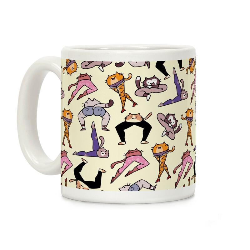 Sale Up to 50% ] Leggy Cats Coffee Mug,  11 oz or 15 oz Ceramic Drinkware with Large Handles, Printed in the USA