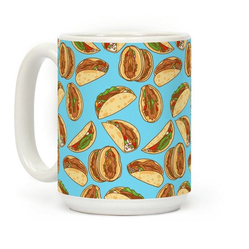 [Sale Up to 50% ] Taco Vulvas Pattern Coffee Mug,  11 oz or 15 oz Ceramic Drinkware with Large Handles, Printed in the USA