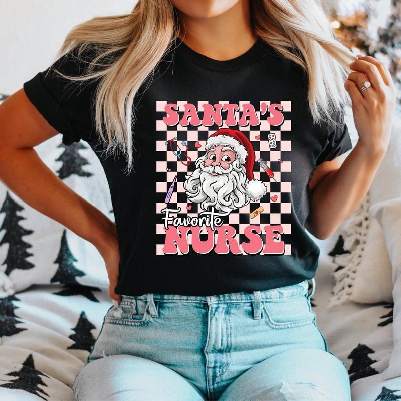 Santa's Favorite Nurse Shirt, Christmas Shirt, Nurse Xmas Gift Tee, Nursing School Xmas Tee, Nurse Student Holiday Tee.